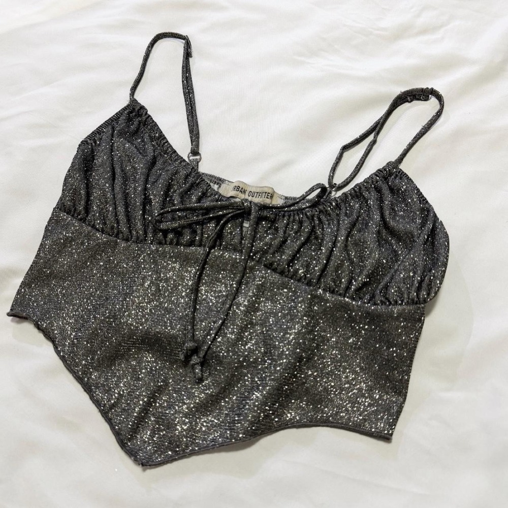 Urban Outfitters Silver Glitter Corset Cami Top